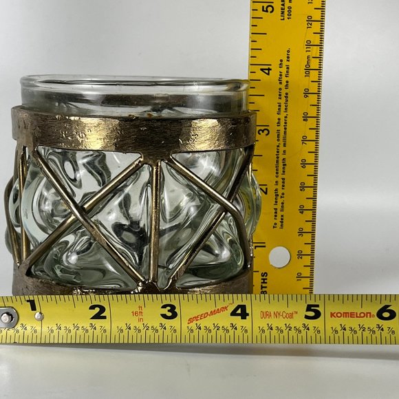 Vtg Caged Glass Candle Holder Vase Handblown Brutalist Art Mexico - Picture 13 of 14